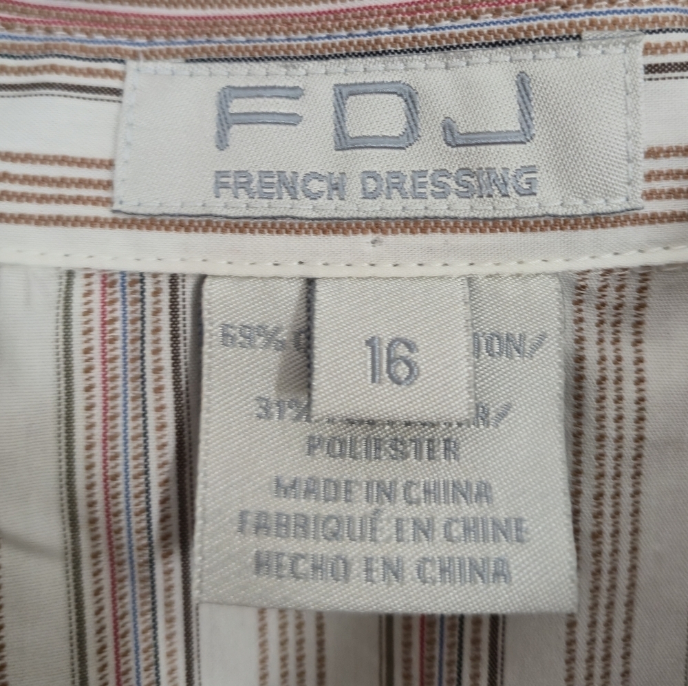 FDJ French Dressing 16 Striped Button Down Shirt Tailored Professional Classic - Picture 3 of 16